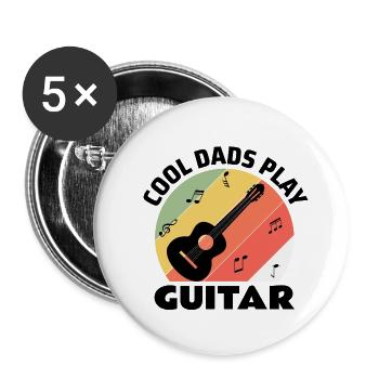 Guitariste acoustique Guitariste Papa Fête des pères - Lot de 5 petits badges (25 mm) - blanc - Devant