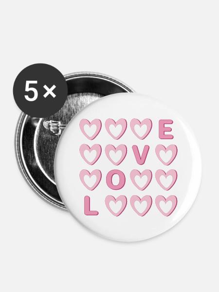 LIEBE - Buttons klein 25 mm (5er Pack) - Weiß