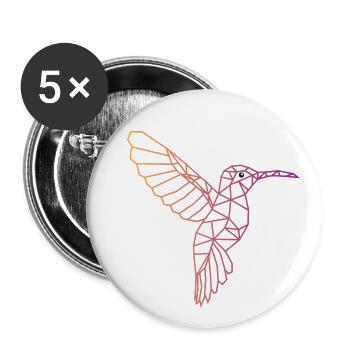Hummingbird geometric - Buttons small 1''/25 mm (5-pack) - white - Front