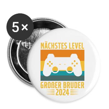 Nächste Level Großer Bruder 2024 - Buttons klein 25 mm (5er Pack) - Weiß - Vorne