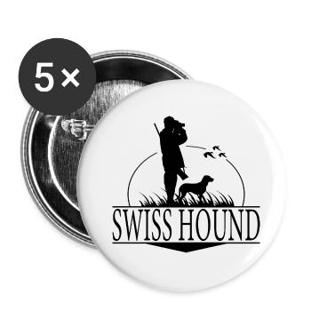 SWISS HOUND Jagdhunderasse Jäger Jagdhund Wilsigns - Buttons klein 25 mm (5er Pack) - Weiß - Vorne