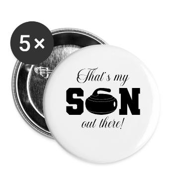 Curling Maman Hiver Sport de glace Curler Journée des mères - Lot de 5 petits badges (25 mm) - blanc - Devant