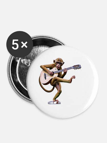 Gitarren-Affe - Buttons klein 25 mm (5er Pack) - Weiß