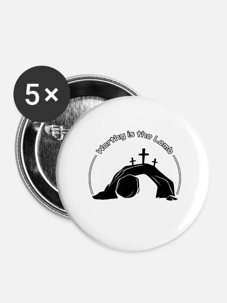 Würdig ist das Lamm - Buttons klein 25 mm (5er Pack) - Weiß
