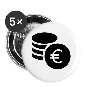 Euro, millionaire, savings - Buttons small 1''/25 mm (5-pack) - white - Front
