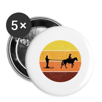 Ski Cheval Sport d’hiver Rétro Vintage - Lot de 5 petits badges (25 mm) - blanc - Devant