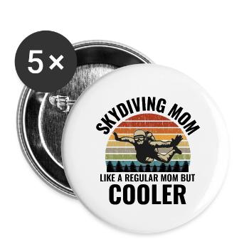 Skydiving Parachute Skydive Skydiver Mom - Buttons small 1''/25 mm (5-pack) - white - Front
