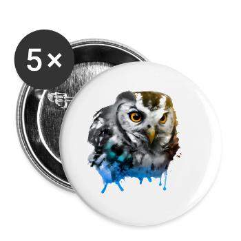 Colourful Owl - Buttons small 1''/25 mm (5-pack) - white - Front