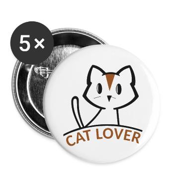 Cat Lover - Buttons small 1''/25 mm (5-pack) - white - Front