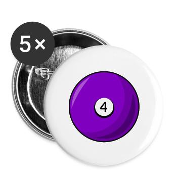 Billardkugel 4 violett Billard vier - Buttons klein 25 mm (5er Pack) - Weiß - Vorne
