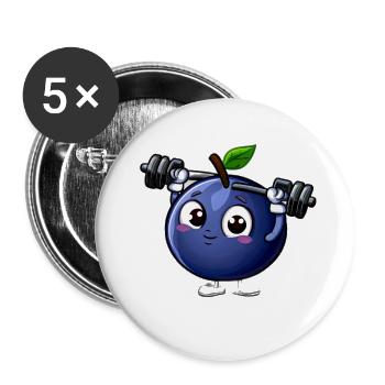 Trainierende Blaubeere - Buttons klein 25 mm (5er Pack) - Weiß - Vorne