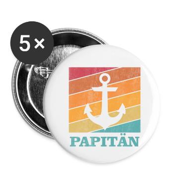 Papänn Papitän Father's Day Best Papa Captain - Buttons klein 25 mm (5er Pack) - Weiß - Vorne
