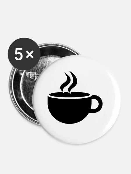 Kaffee - Buttons klein 25 mm (5er Pack) - Weiß