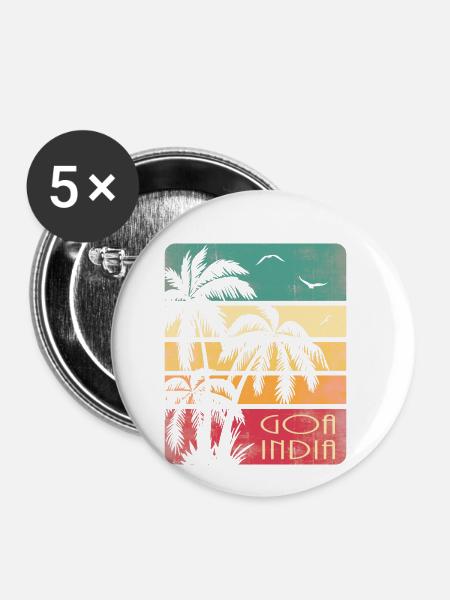 Goa Indien - Buttons klein 25 mm (5er Pack) - Weiß