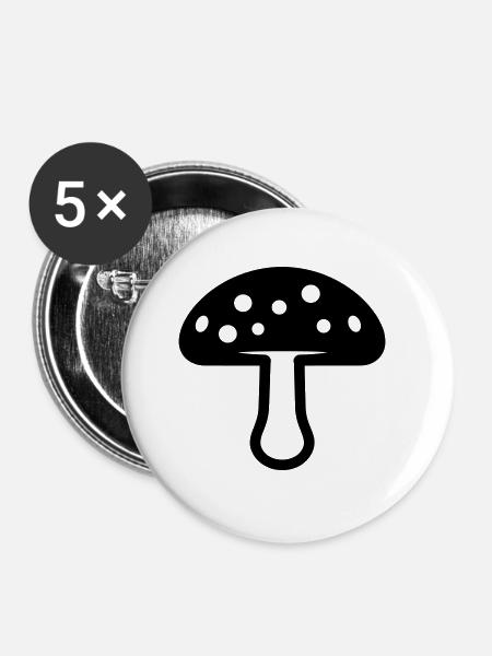 Pilz - Buttons klein 25 mm (5er Pack) - Weiß
