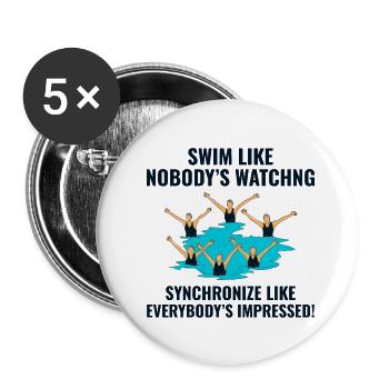 Synchroschwimmen Schwimmen Synchronschwimmen - Buttons klein 25 mm (5er Pack) - Weiß - Vorne