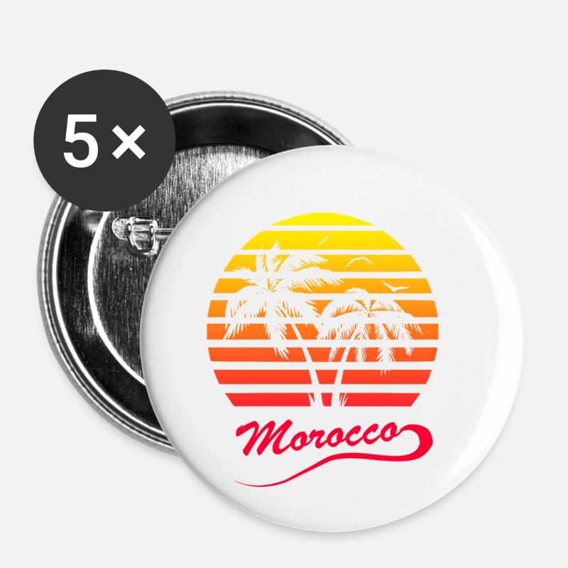 Maroc - Lot de 5 petits badges (25 mm) - blanc