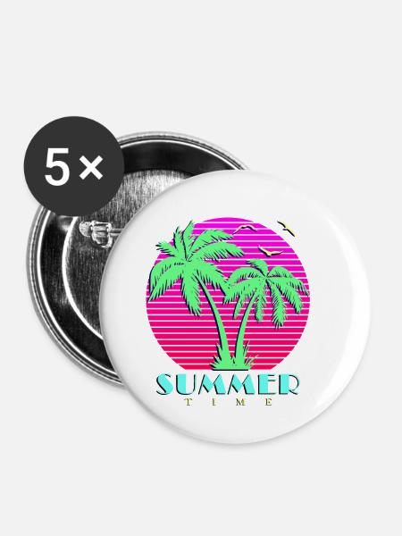 Sommerzeit - Buttons klein 25 mm (5er Pack) - Weiß
