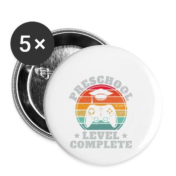 Vollständige Vorschulstufe Retro Pre-K Abschluss - Buttons klein 25 mm (5er Pack) - Weiß - Vorne
