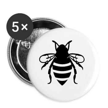 Biene - Buttons klein 25 mm (5er Pack) - Weiß - Vorne