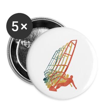 Surfer Windsurfen Retro Vintage Farbe - Buttons klein 25 mm (5er Pack) - Weiß - Vorne