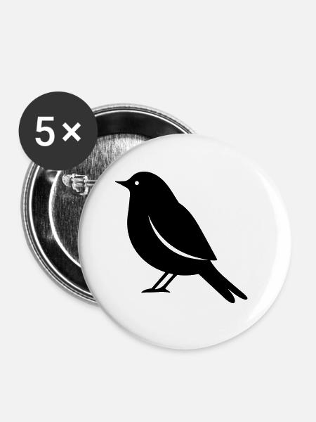 Vögelchen - Buttons klein 25 mm (5er Pack) - Weiß