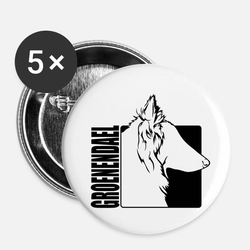 Groenendael Profil Chiens Chien Wilsigns - Lot de 5 petits badges (25 mm) - blanc