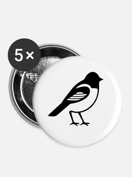 Vögelchen - Buttons klein 25 mm (5er Pack) - Weiß