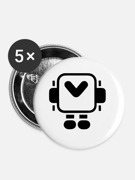 Kleiner Roboter - Buttons klein 25 mm (5er Pack) - Weiß