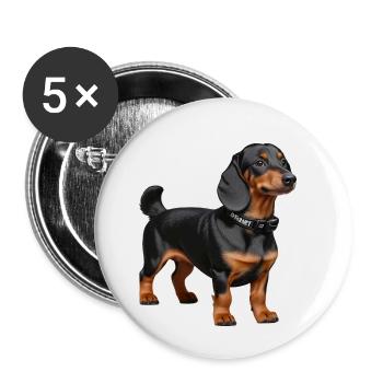 Dachshund - Buttons small 1''/25 mm (5-pack) - white - Front