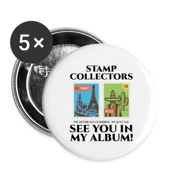 Stamp Collecting Collector Philatelist - Buttons small 1''/25 mm (5-pack) - white - Front