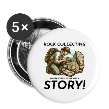 Gesteinssammler Geologie Fossiliensammler - Buttons klein 25 mm (5er Pack) - Weiß - Vorne