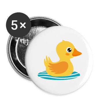 Quietscheentchen - Buttons klein 25 mm (5er Pack) - Weiß - Vorne