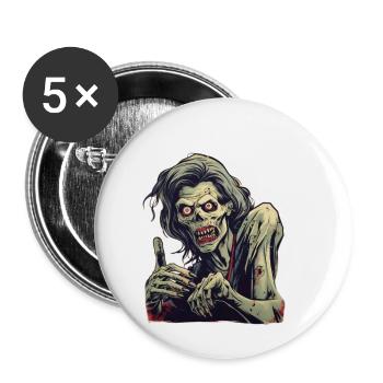 Zombie d’Halloween - Lot de 5 petits badges (25 mm) - blanc - Devant