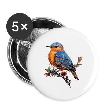 Vogel - Buttons klein 25 mm (5er Pack) - Weiß - Vorne