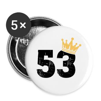 53 Krone 53. Geburtstag 53 Jahre - Buttons klein 25 mm (5er Pack) - Weiß - Vorne
