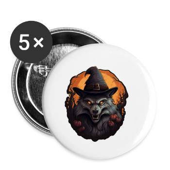 Halloween Wolf 2 - Buttons klein 25 mm (5er Pack) - Weiß - Vorne