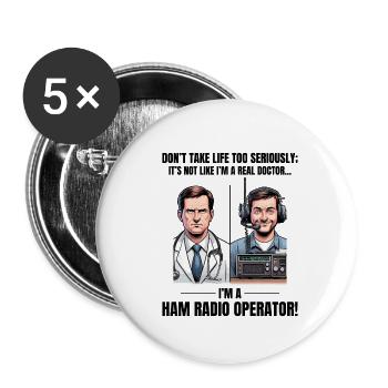 Echter Arzt vs. Amateurfunker - Buttons klein 25 mm (5er Pack) - Weiß - Vorne