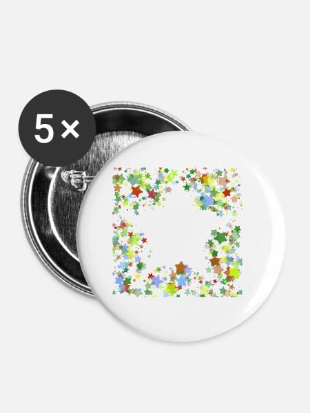Sterne - Buttons klein 25 mm (5er Pack) - Weiß