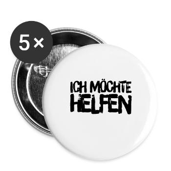 ich will helfen - Buttons klein 25 mm (5er Pack) - Weiß - Vorne