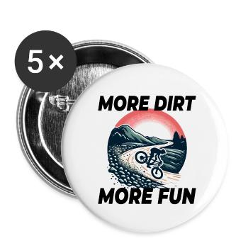 Vintage-Gravel-Fahren, mehr Dreck, mehr Spaß Abenteuer - Buttons klein 25 mm (5er Pack) - Weiß - Vorne