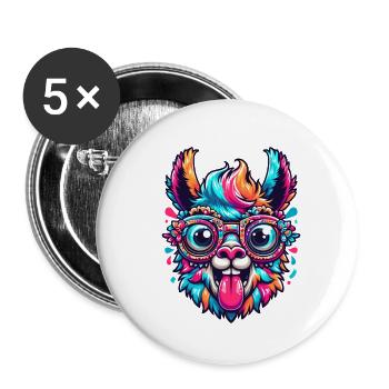 LUNETTES NERD ALPAGA CRAZY CRAZY COLORÉ RAINBOW - Lot de 5 petits badges (25 mm) - blanc - Devant