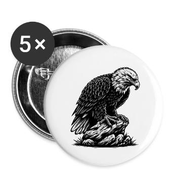 ADLER GREIFVOGEL HABICHT JÄGER FLUG MAJESTÄT FEDER - Buttons klein 25 mm (5er Pack) - Weiß - Vorne