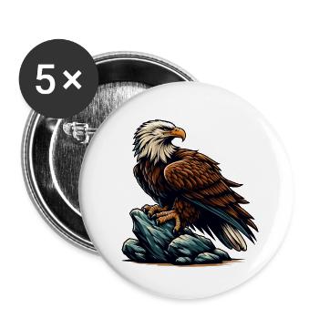 ADLER GREIFVOGEL HABICHT JÄGER FLUG MAJESTÄT FEDER - Buttons klein 25 mm (5er Pack) - Weiß - Vorne