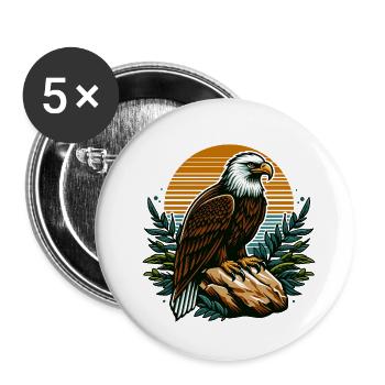ADLER GREIFVOGEL HABICHT JÄGER FLUG MAJESTÄT FEDER - Buttons klein 25 mm (5er Pack) - Weiß - Vorne