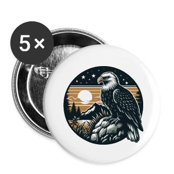 ADLER GREIFVOGEL HABICHT JÄGER FLUG MAJESTÄT FEDER - Buttons klein 25 mm (5er Pack) - Weiß - Vorne