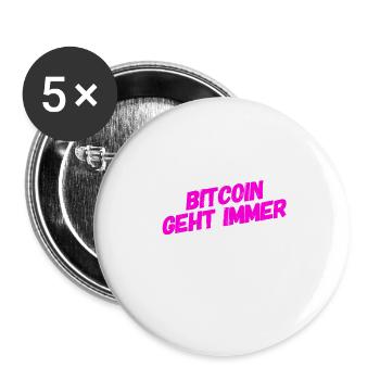 Bitcoin geht immer - Buttons klein 25 mm (5er Pack) - Weiß - Vorne