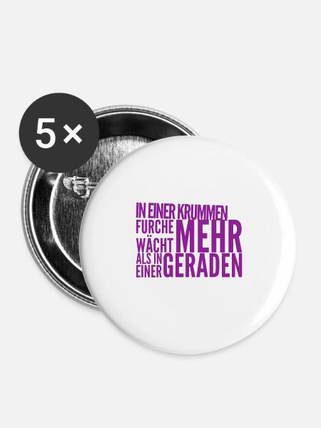 gerade Furche - Buttons klein 25 mm (5er Pack) - Weiß