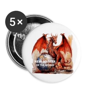 Mbambi - Drache - Buttons klein 25 mm (5er Pack) - Weiß - Vorne