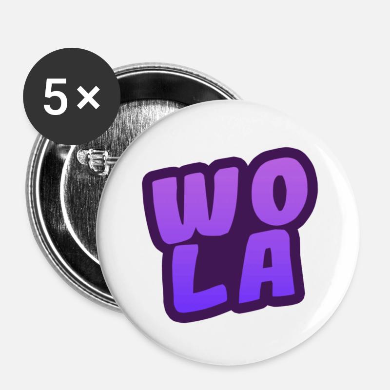 Wola - Lot de 5 petits badges (25 mm) - blanc